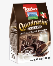 Quadratini Cocoa & Milk Bite Size Wafer Cookies - Loacker Quadratini, HD Png Download, Transparent PNG