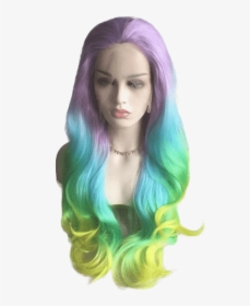 Pastel Rainbow Ombré Wavy Long Lace Front Wig - Pastel Rainbow Lace Front Wig, HD Png Download, Transparent PNG