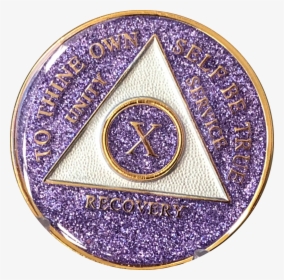 Aa Medallion Purple Glitter Tri-plate Sobriety Chip - Needlework, HD Png Download, Transparent PNG