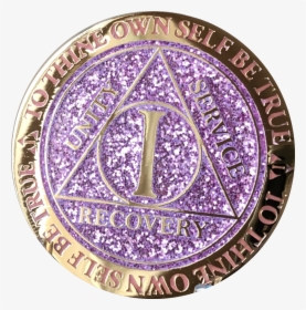 1 Year Aa Medallion Reflex Glitter Lavender Purple - Circle, HD Png Download, Transparent PNG