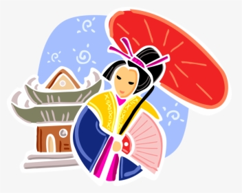 Vector Illustration Of Japan Geisha In Traditional, HD Png Download, Transparent PNG