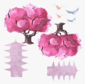 Japanese Cherry Blossom Tree - Sakura Tree Isometric, HD Png Download, Transparent PNG
