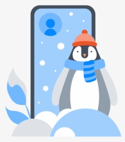A Snowy Penguin And Device Illustrating A Frozen Account - Cartoon, HD Png Download, Transparent PNG
