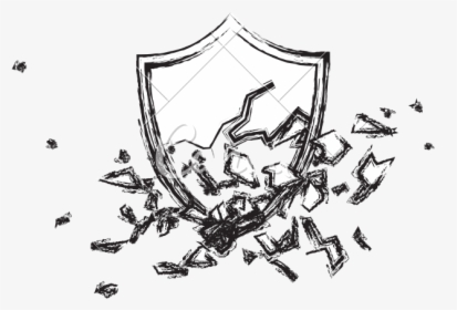 Broken Shield Sketch - Broken Shield Drawing, HD Png Download, Transparent PNG