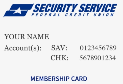 Image Of Membership Card Showing Account Numbers - Security Service Federal Credit Union, HD Png Download, Transparent PNG