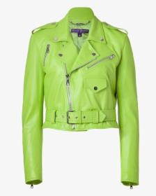 Leather Jacket Png - Lime Green Jacket Womens, Transparent Png, Transparent PNG