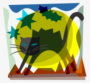 Vector Illustration Of Halloween Black Cat Associated, HD Png Download, Transparent PNG