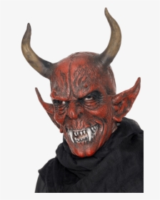 Adult Full Head Demon Devil Mask With Horns - Devil Demon, HD Png Download, Transparent PNG