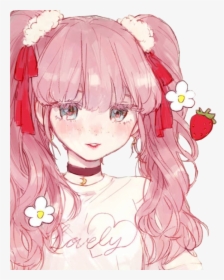 #freetoedit #animegirl #cherry #anime #girl #cropped - Cute Strawberry Anime Girl, HD Png Download, Transparent PNG