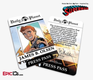 Superman Classic Comic Daily Planet Press Pass Cosplay - Daily Planet Lois Lane, HD Png Download, Transparent PNG