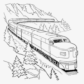 Drawing Train Template Transparent Png Clipart Free - Train Coloring Pages Adult, Png Download, Transparent PNG