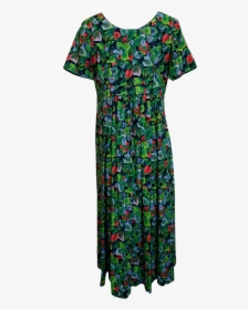 Tropical Leaf Print Pleated Maxi With Short Sleeves - Day Dress, HD Png Download, Transparent PNG