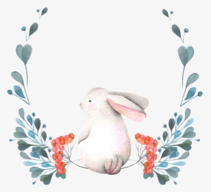 The Rabbit Png Transparent Hand-painted Back Seated - Illustration, Png Download, Transparent PNG