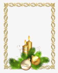 Large Transparent Gold Christmas Photo Frame With Candles, HD Png Download, Transparent PNG