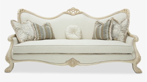 Rococo Style Blanco Finish Wood Trim Cream Fabric Sofa - Studio Couch, HD Png Download, Transparent PNG