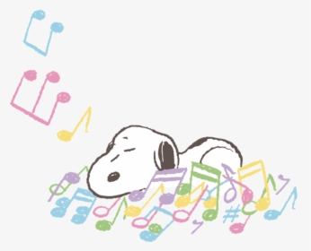 Snoopy Music Cute Colorful Note Musicnotes Watercolor - Illustration, HD Png Download, Transparent PNG
