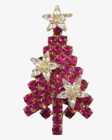 Christmas Tree Brooch With Red Rhinestones And Crystal - Christmas Ornament, HD Png Download, Transparent PNG