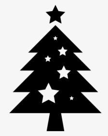 Christmas Tree With Stars Ornaments - Christmas Tree Silhouette Png, Transparent Png, Transparent PNG
