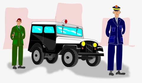 Carro De Policia, Dibujos Animados, Jeep, Vintage - Police Jeep Drawing, HD Png Download, Transparent PNG