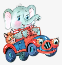 Transparent Circus Elephant Clipart - Elephant In A Red Car, HD Png Download, Transparent PNG