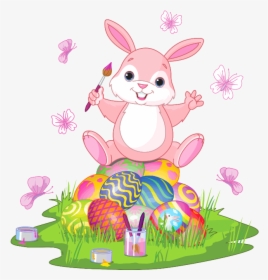 Easter Bunny Vector Png - Easter Bunny Painting Eggs, Transparent Png, Transparent PNG