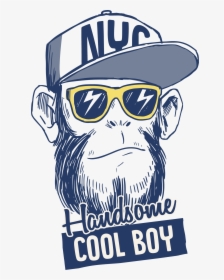 Sketch Monkey T-shirt Gorilla Logo Lovely Clipart - Cool Boy Monkey, HD Png Download, Transparent PNG