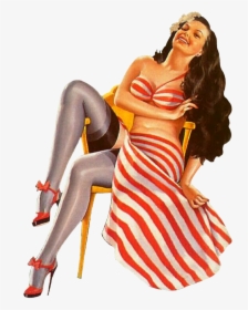 Sexy Pin-up Retro And Vintage Drawing Women - Vintage Pin Up Drawing, HD Png Download, Transparent PNG