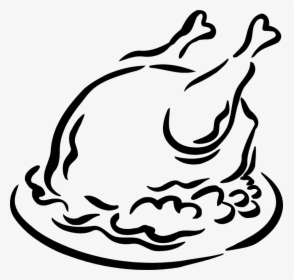 Drawing Turkey Roasted Chicken - Cooked Turkey Clipart Black And White, HD Png Download, Transparent PNG