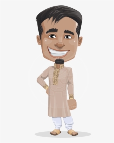 Indian Man Cartoon Vector Character Aka Sunder - Indian Man Cartoon Characters, HD Png Download, Transparent PNG