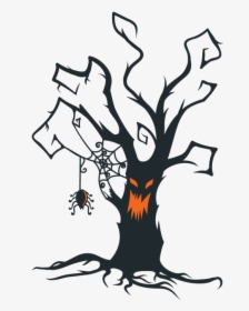 The Halloween Tree Clip Art - Halloween Creepy Tree Silhouette, HD Png Download, Transparent PNG