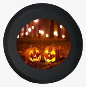 Halloween Jack O Lantern On Grass In Wood Forest Spooky, HD Png Download, Transparent PNG