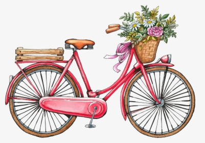 Bicycle Wedding Invitation Save The Date Watercolor - Vintage Bike Png, Transparent Png, Transparent PNG