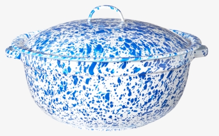 Blue Splatterware Enamel Casserole Pot - Ceramic, HD Png Download, Transparent PNG