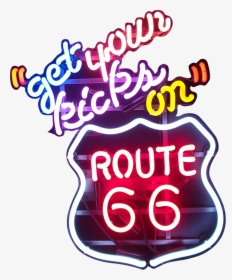 Route 66 Neon Png, Transparent Png, Transparent PNG