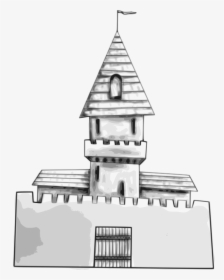 Building,angle,black And White - Un Castillo Con Un Trono En El Medio Para Dibujar Facil, HD Png Download, Transparent PNG