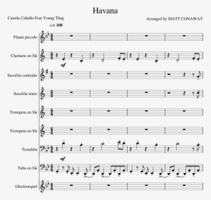 Havana Sheet Music For Clarinet, Piccolo, Alto Saxophone, - One Day When We Were Young Score, HD Png Download, Transparent PNG