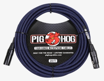 Pig Hog Mic Cable Black & Blue Woven Xlr 20ft - Pig Hog Microphone Cable Woven, HD Png Download, Transparent PNG