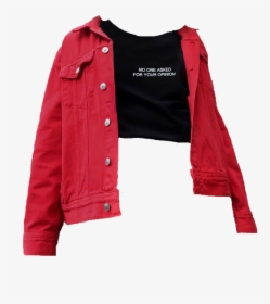 #shirt #grunge #red #black #croptop #jacket #moodboard - Leather Jacket, HD Png Download, Transparent PNG