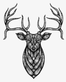 Head Bandana Png , Png Download - Black And White Deer Pattern Drawing, Transparent Png, Transparent PNG