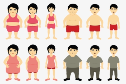Cartoon Slimming Vector - Women Obesity Transparent, HD Png Download, Transparent PNG