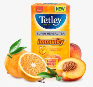 Peach Orange - Tetley Orange Peach Tea, HD Png Download, Transparent PNG