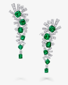 15 Cts Colombian Emerald And Diamond Threads Earrings - Emerald Diamond Earrings 2019, HD Png Download, Transparent PNG
