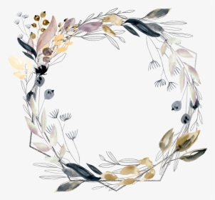 #flower #floral #square #frame #wreath #silver #glitter - Template Kad Kahwin Kosong, HD Png Download, Transparent PNG