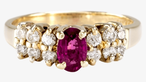 14k Yellow Gold Ruby And Diamond Ring - Diamond, HD Png Download, Transparent PNG