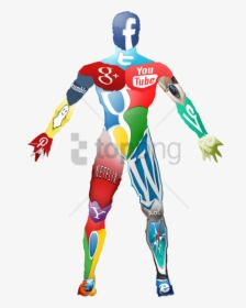 Free Png Social Media Icon Body Collage - Social Media Icon Collage, Transparent Png, Transparent PNG