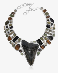 Megalodon Tooth, Moldavite, Pyrite, Ammonite And Cognac - Choker, HD Png Download, Transparent PNG