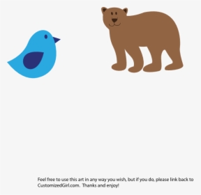 Bear And Bird Clip Art - Animales Tiernos En Caricatura, HD Png Download, Transparent PNG