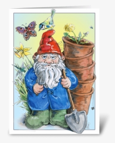Gardening Gnome Greeting Card - Illustration, HD Png Download, Transparent PNG