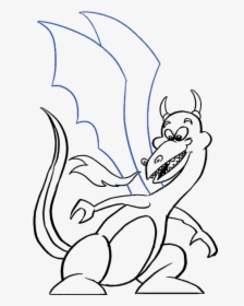 How To Draw Cartoon Dragon - Cartoon Dragon Easy To Draw, HD Png Download, Transparent PNG