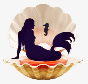 #pearl #mermaid #seahorse #sticker #underthesea #freetoedit - Mermaid On Rock Silhouette, HD Png Download, Transparent PNG